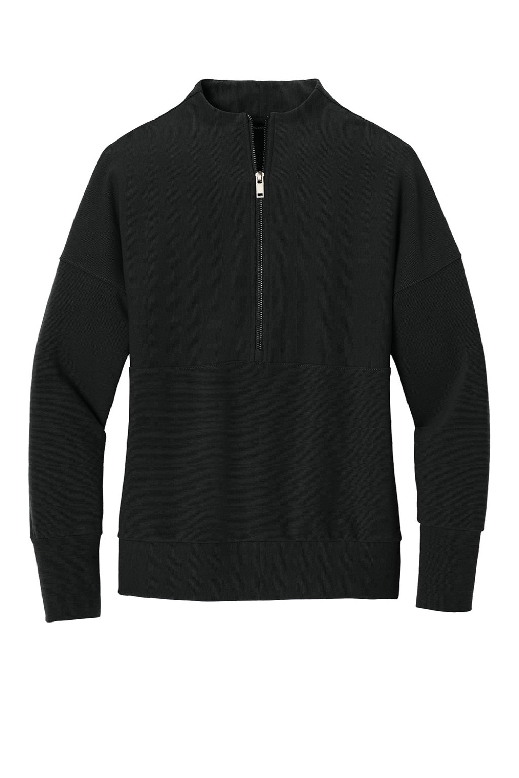Mercer+Mettle MM3041 Womens Linear Texture Odor Resistant 1/4 Zip Sweatshirt Deep Black Flat Front
