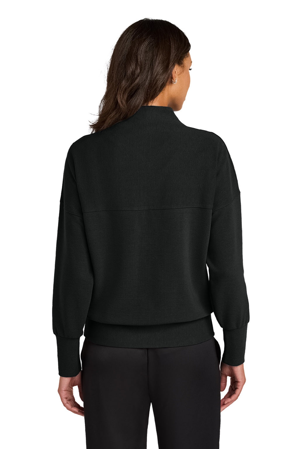 Mercer+Mettle MM3041 Womens Linear Texture Odor Resistant 1/4 Zip Sweatshirt Deep Black Model Back