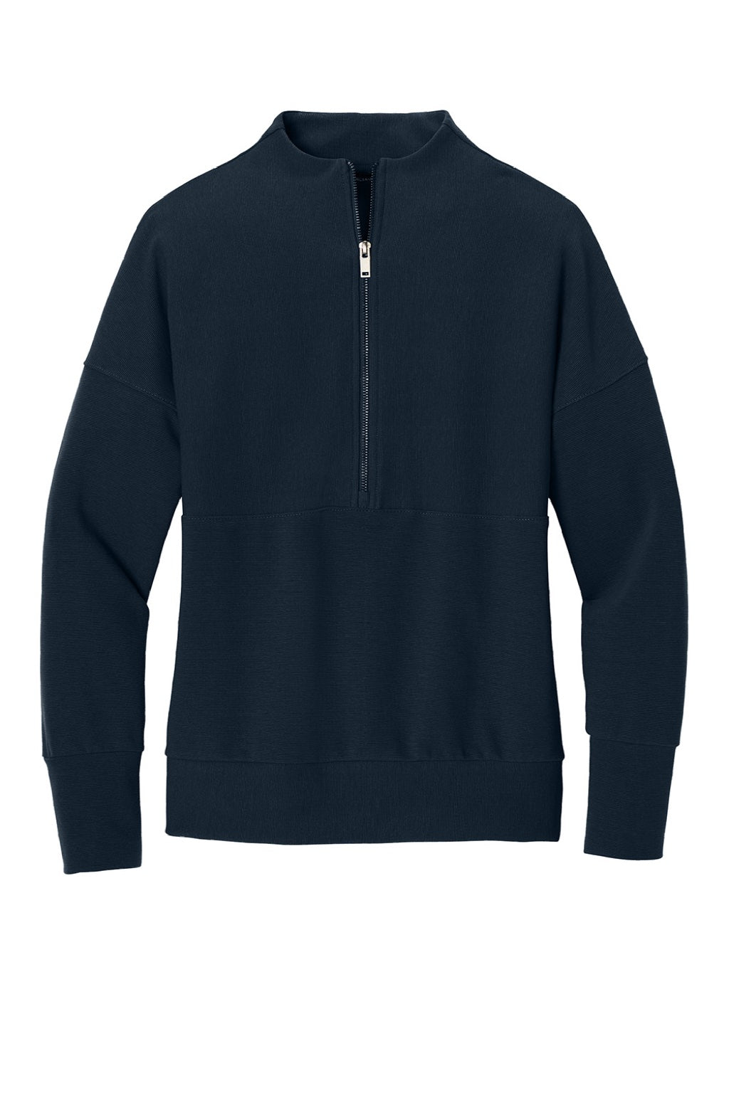 Mercer+Mettle MM3041 Womens Linear Texture Odor Resistant 1/4 Zip Sweatshirt Night Navy Bue Flat Front