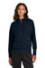 Mercer+Mettle MM3041 Womens Linear Texture Odor Resistant 1/4 Zip Sweatshirt Night Navy Bue Model Front