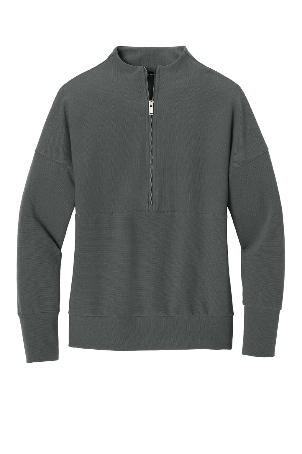 Mercer+Mettle MM3041 Womens Linear Texture Odor Resistant 1/4 Zip Sweatshirt Storm Grey Flat Front