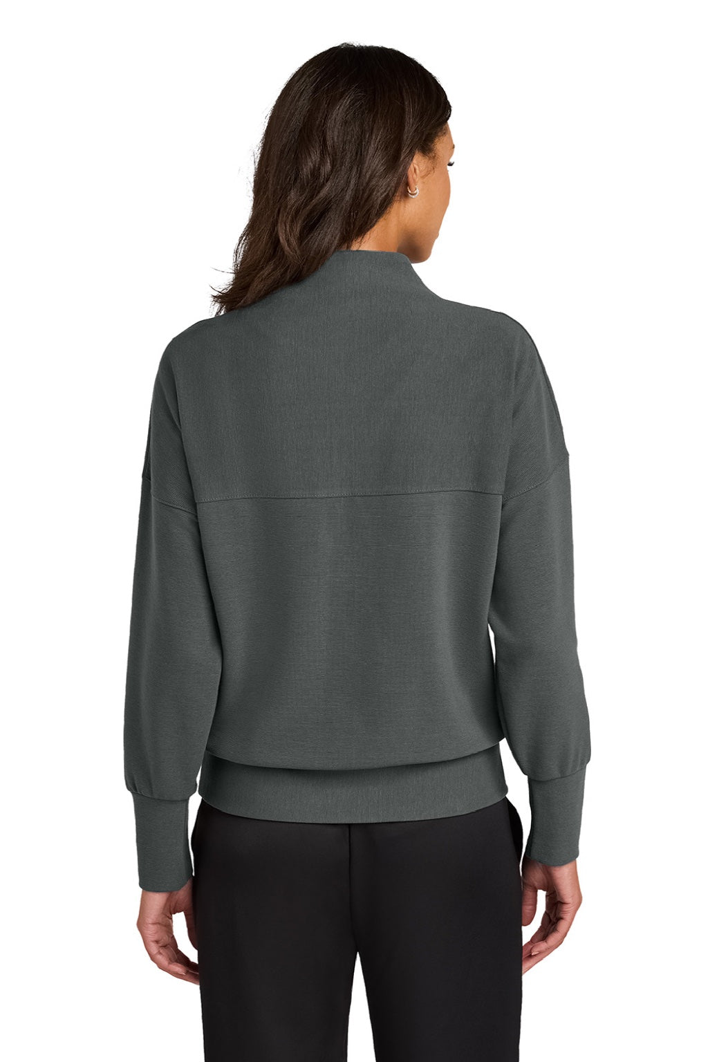 Mercer+Mettle MM3041 Womens Linear Texture Odor Resistant 1/4 Zip Sweatshirt Storm Grey Model Back