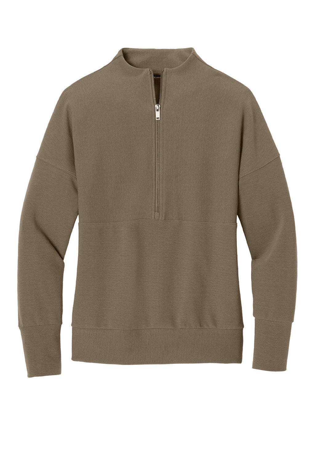 Mercer+Mettle MM3041 Womens Linear Texture Odor Resistant 1/4 Zip Sweatshirt Warm Taupe Brown Flat Front