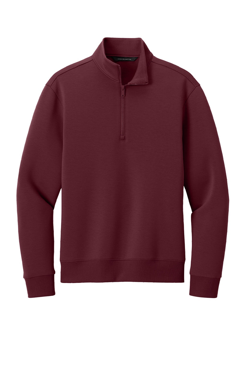Mercer+Mettle MM3100 Mens Soft Spacer 1/4 Zip Sweatshirt Burgundy Flat Front