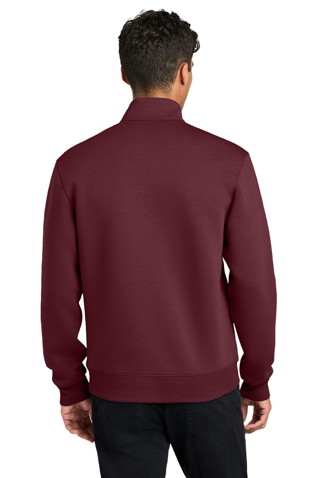 Mercer+Mettle MM3100 Mens Soft Spacer 1/4 Zip Sweatshirt Burgundy Model Back