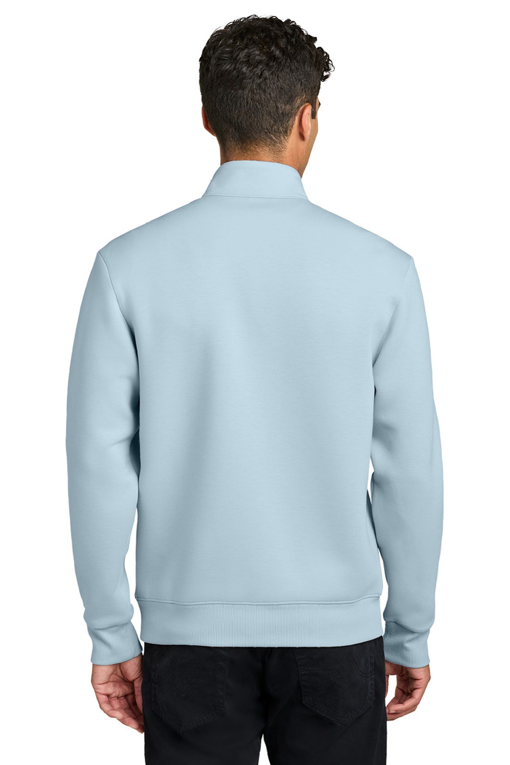 Mercer+Mettle MM3100 Mens Soft Spacer 1/4 Zip Sweatshirt Celestial Blue Model Back