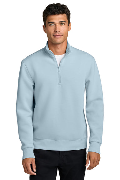 Mercer+Mettle MM3100 Mens Soft Spacer 1/4 Zip Sweatshirt Celestial Blue Model Front