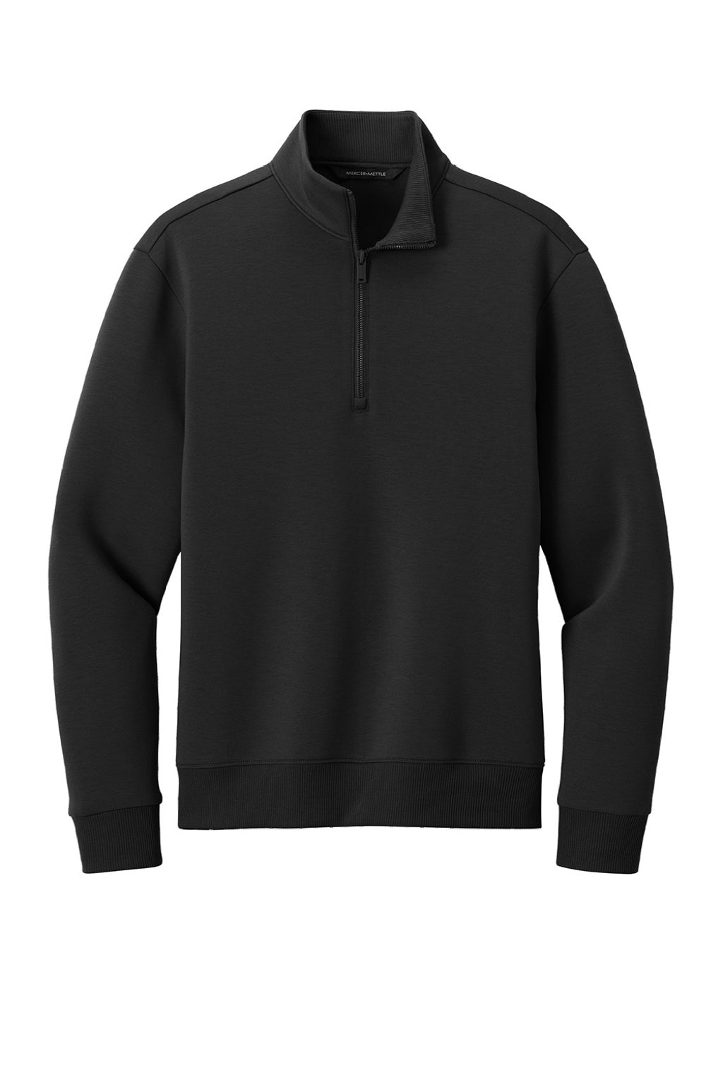 Mercer+Mettle MM3100 Mens Soft Spacer 1/4 Zip Sweatshirt Deep Black Flat Front