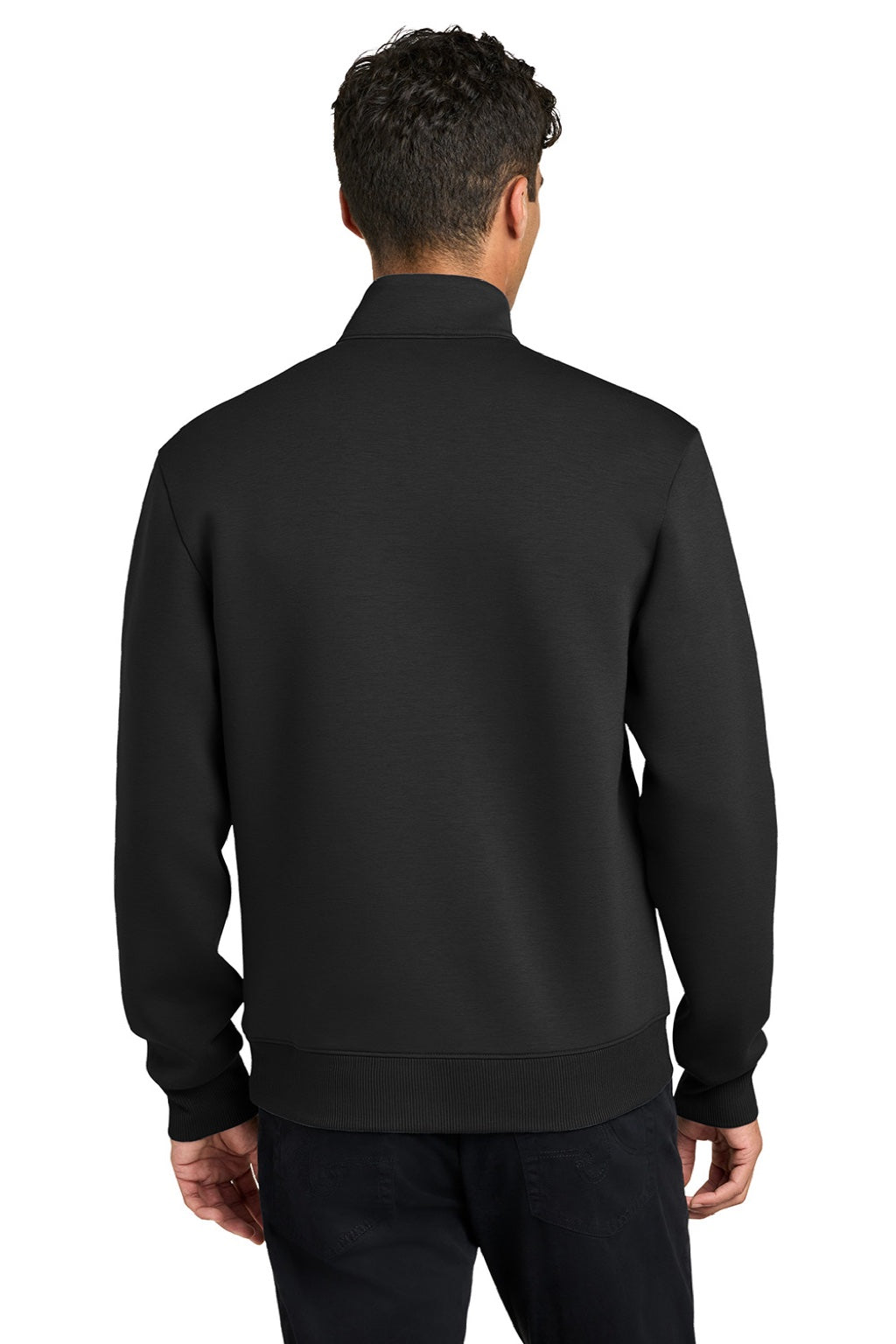 Mercer+Mettle MM3100 Mens Soft Spacer 1/4 Zip Sweatshirt Deep Black Model Back
