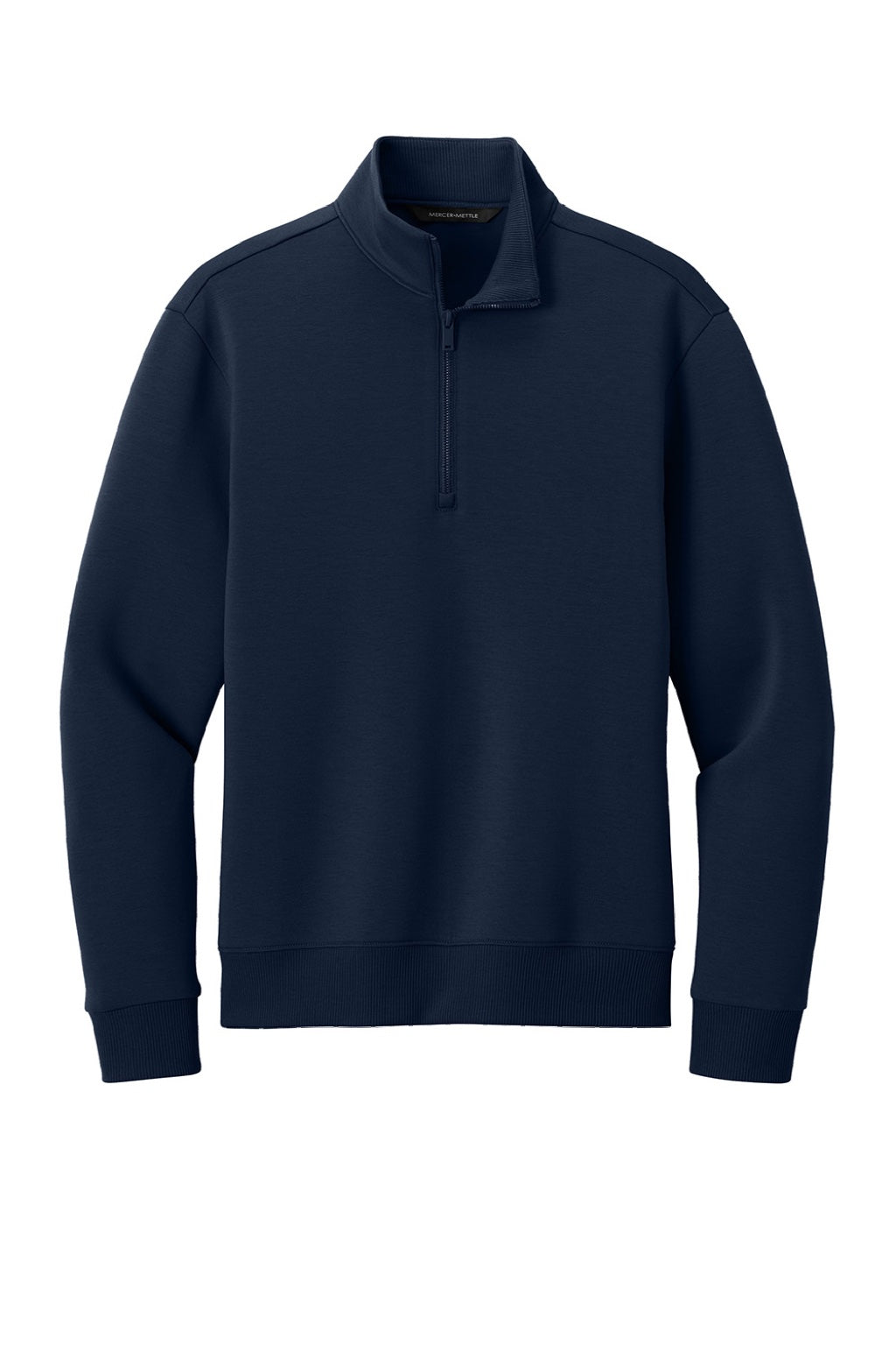 Mercer+Mettle MM3100 Mens Soft Spacer 1/4 Zip Sweatshirt Night Navy Blue Flat Front