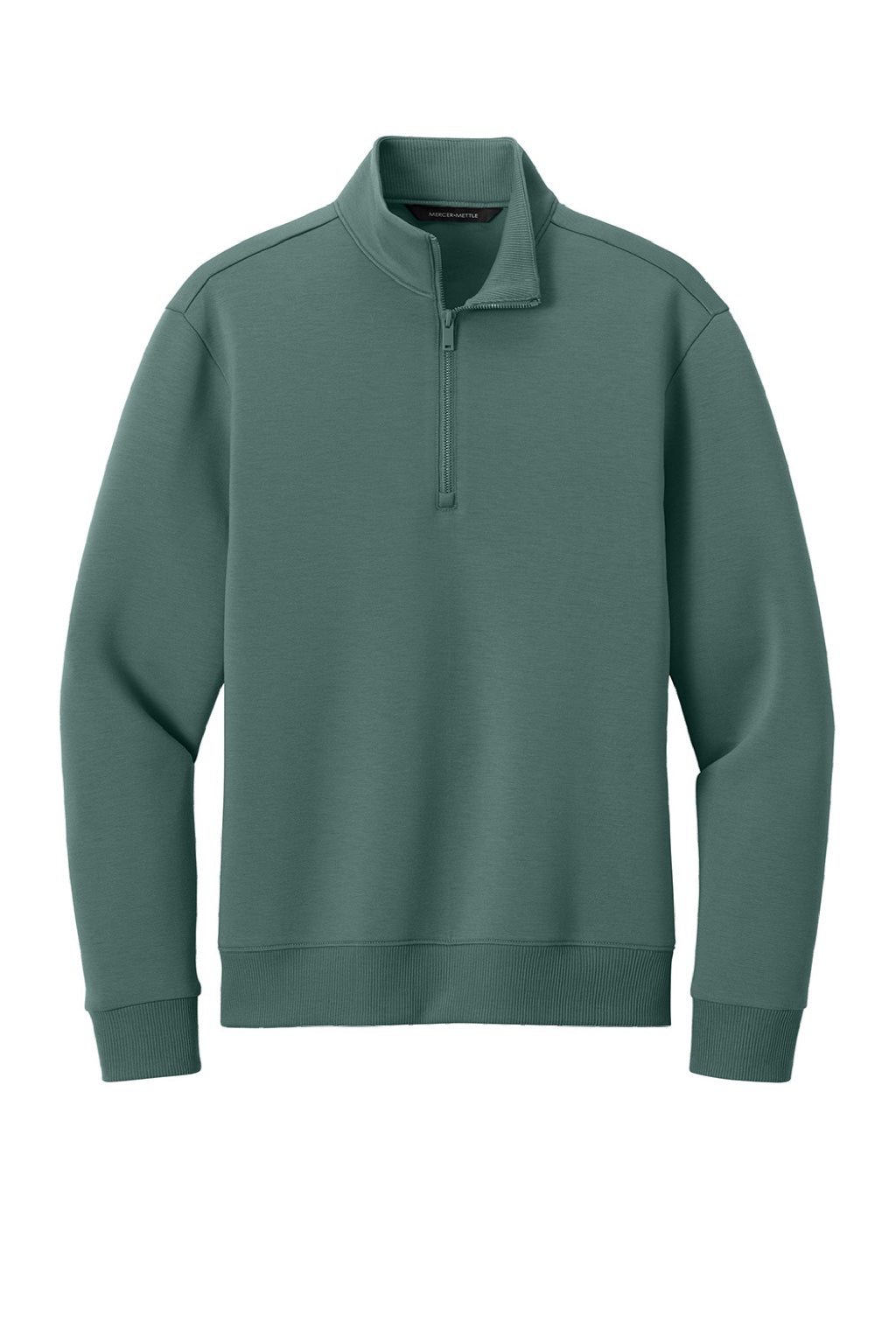 Mercer+Mettle MM3100 Mens Soft Spacer 1/4 Zip Sweatshirt Silver Pine Green Flat Front