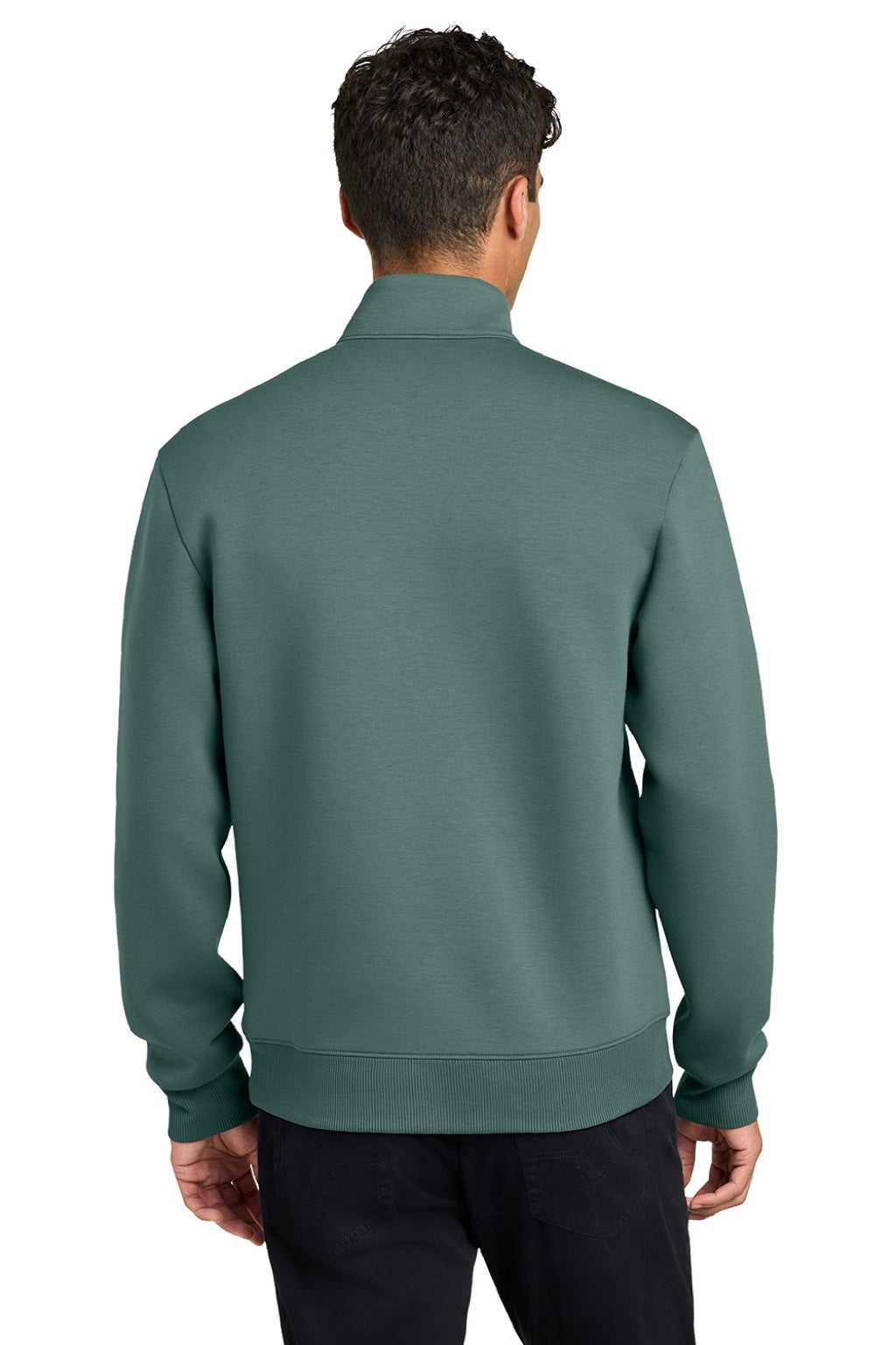 Mercer+Mettle MM3100 Mens Soft Spacer 1/4 Zip Sweatshirt Silver Pine Green Model Back