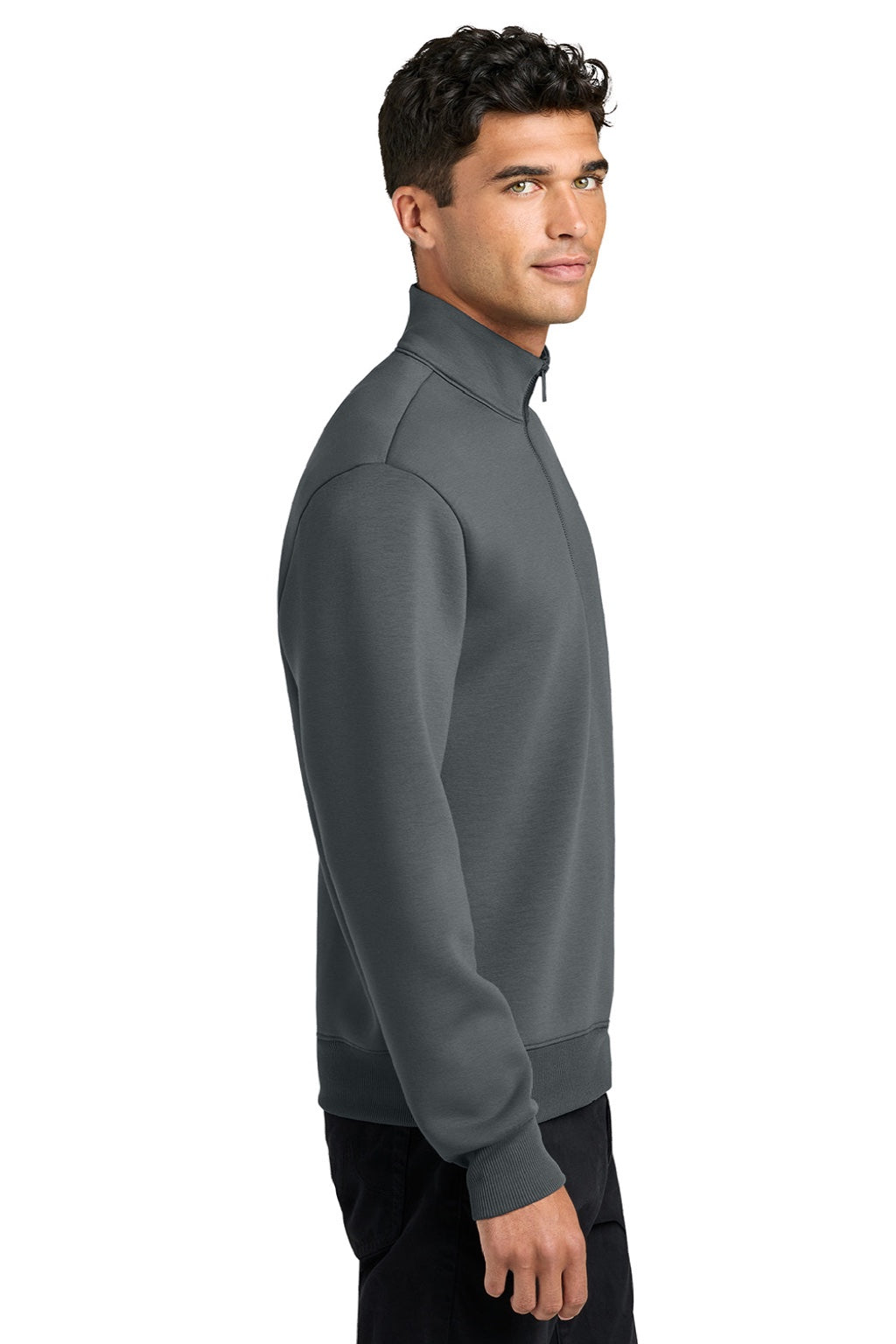 Mercer+Mettle MM3100 Mens Soft Spacer 1/4 Zip Sweatshirt Storm Grey Model Side