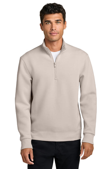 Mercer+Mettle MM3100 Mens Soft Spacer 1/4 Zip Sweatshirt Warm Quartz Model Front