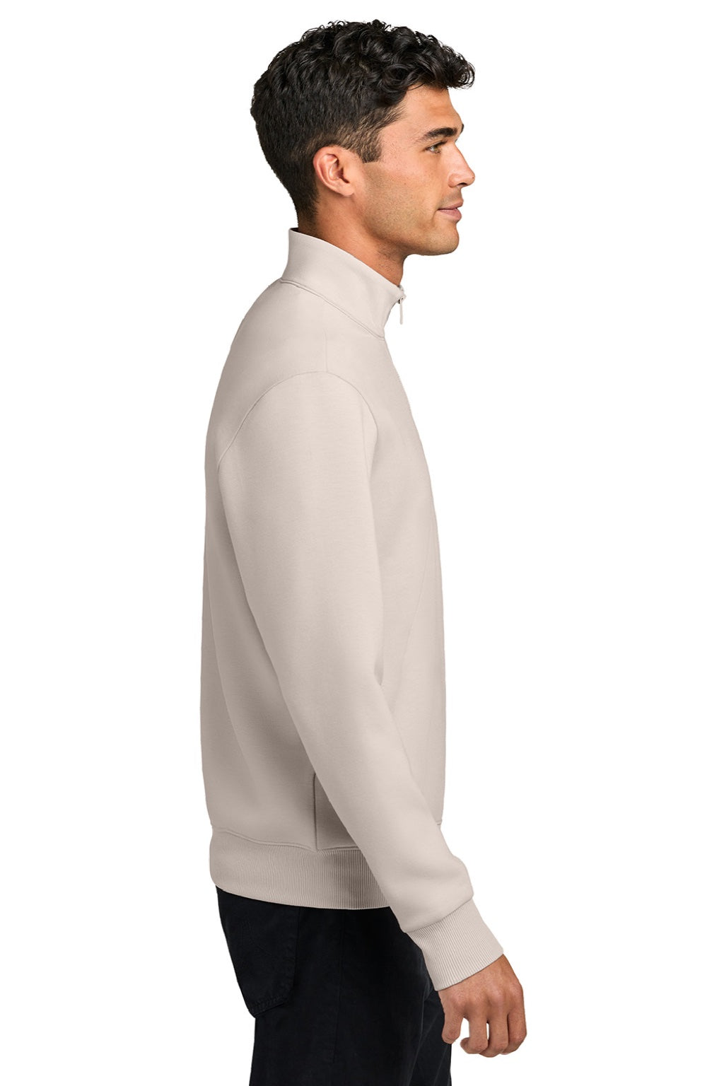 Mercer+Mettle MM3100 Mens Soft Spacer 1/4 Zip Sweatshirt Warm Quartz Model Side