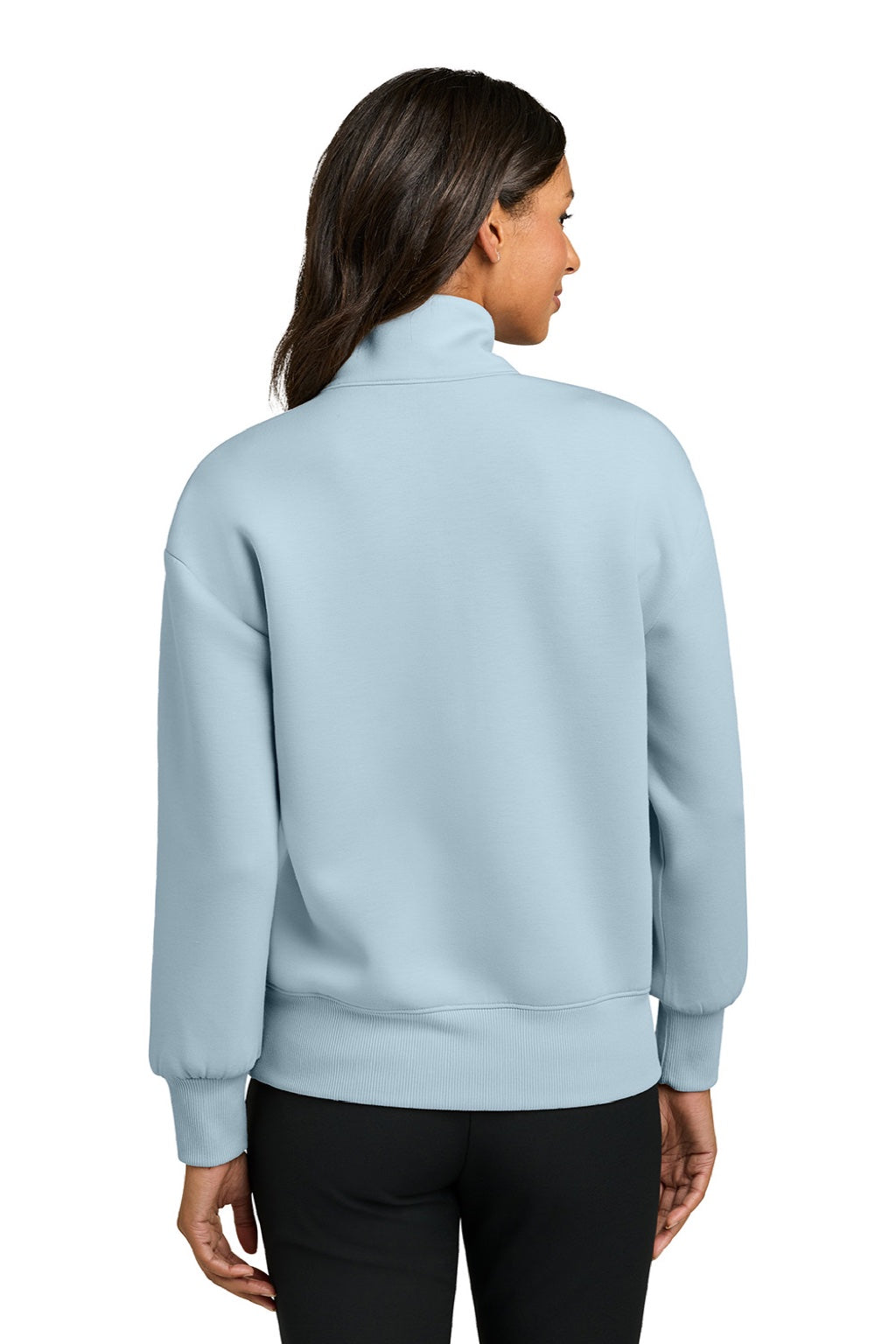 Mercer+Mettle MM3101 Womens Soft Spacer 1/4 Zip Sweatshirt Celestial Blue Model Back