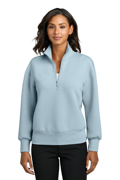 Mercer+Mettle MM3101 Womens Soft Spacer 1/4 Zip Sweatshirt Celestial Blue Model Front