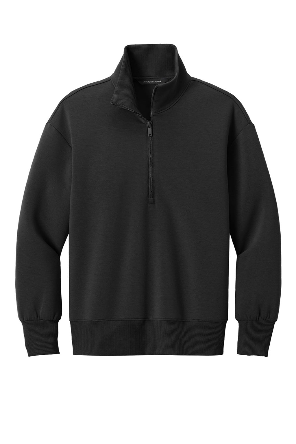 Mercer+Mettle MM3101 Womens Soft Spacer 1/4 Zip Sweatshirt Deep Black Flat Front