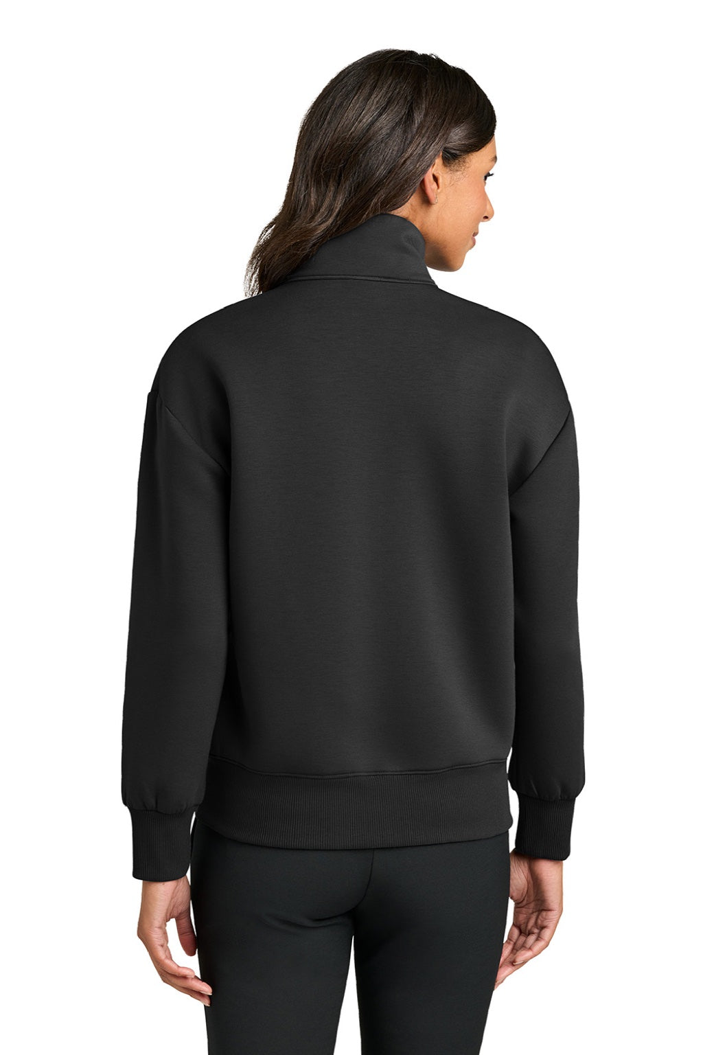 Mercer+Mettle MM3101 Womens Soft Spacer 1/4 Zip Sweatshirt Deep Black Model Back