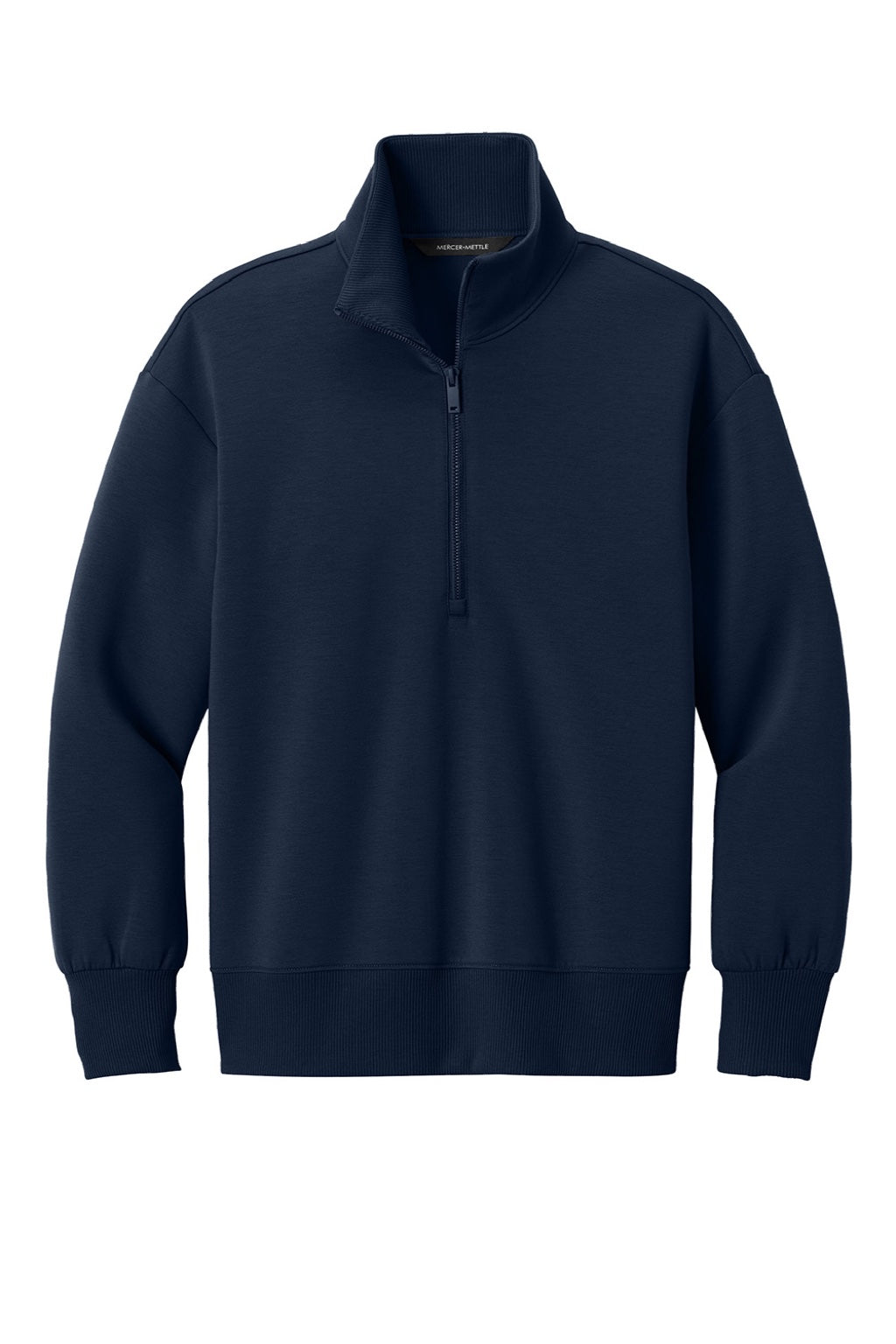 Mercer+Mettle MM3101 Womens Soft Spacer 1/4 Zip Sweatshirt Night Navy Blue Flat Front