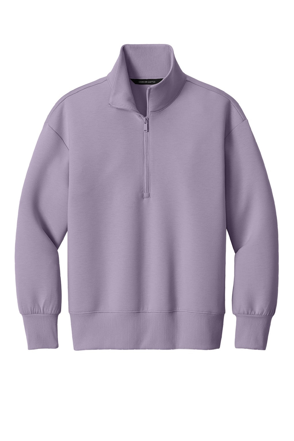 Mercer+Mettle MM3101 Womens Soft Spacer 1/4 Zip Sweatshirt Ash Purple Flat Front
