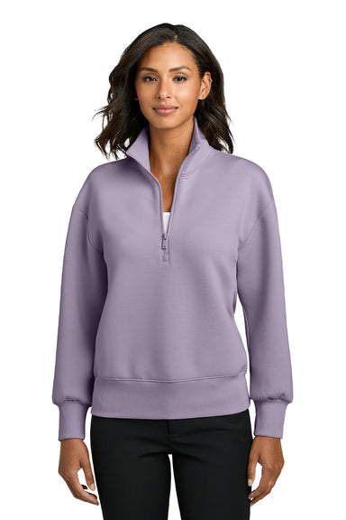 Mercer+Mettle MM3101 Womens Soft Spacer 1/4 Zip Sweatshirt Ash Purple Model Front