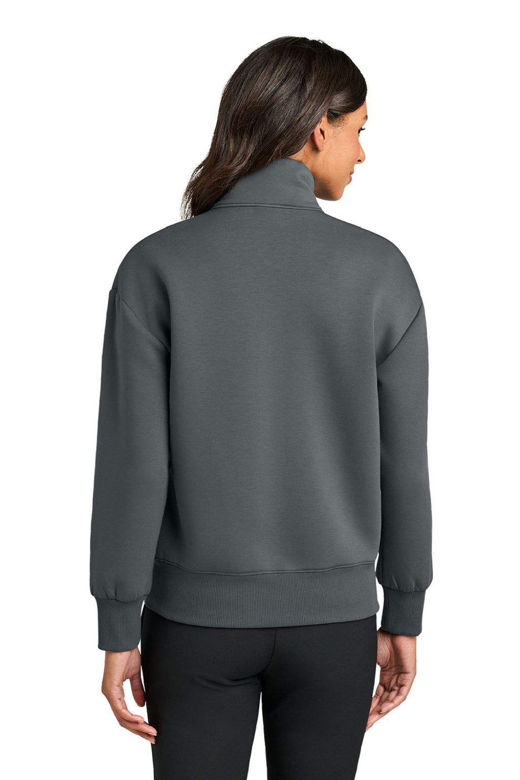 Mercer+Mettle MM3101 Womens Soft Spacer 1/4 Zip Sweatshirt Storm Grey Model Back
