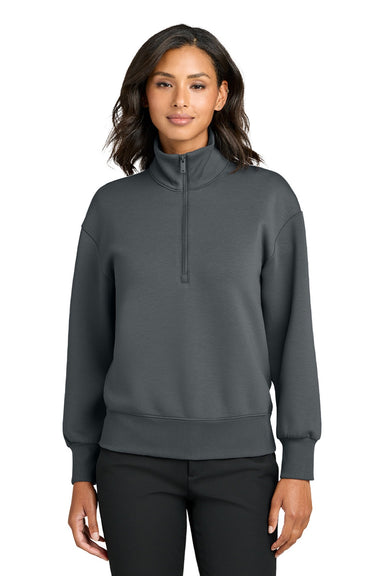 Mercer+Mettle MM3101 Womens Soft Spacer 1/4 Zip Sweatshirt Storm Grey Model Front