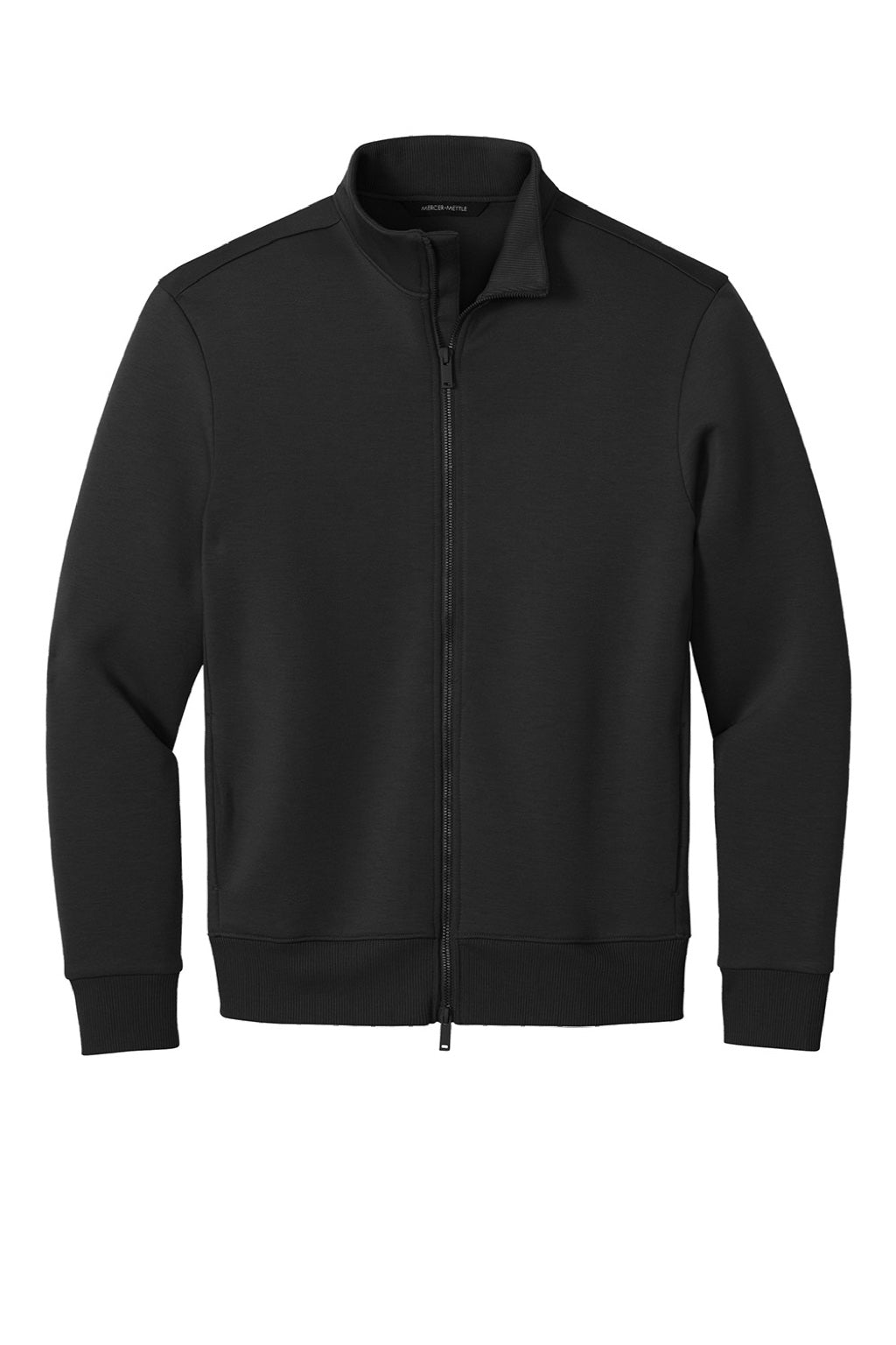 Mercer+Mettle MM3102 Mens Soft Spacer Full Zip Sweatshirt w/ Pockets Deep Black Flat Front