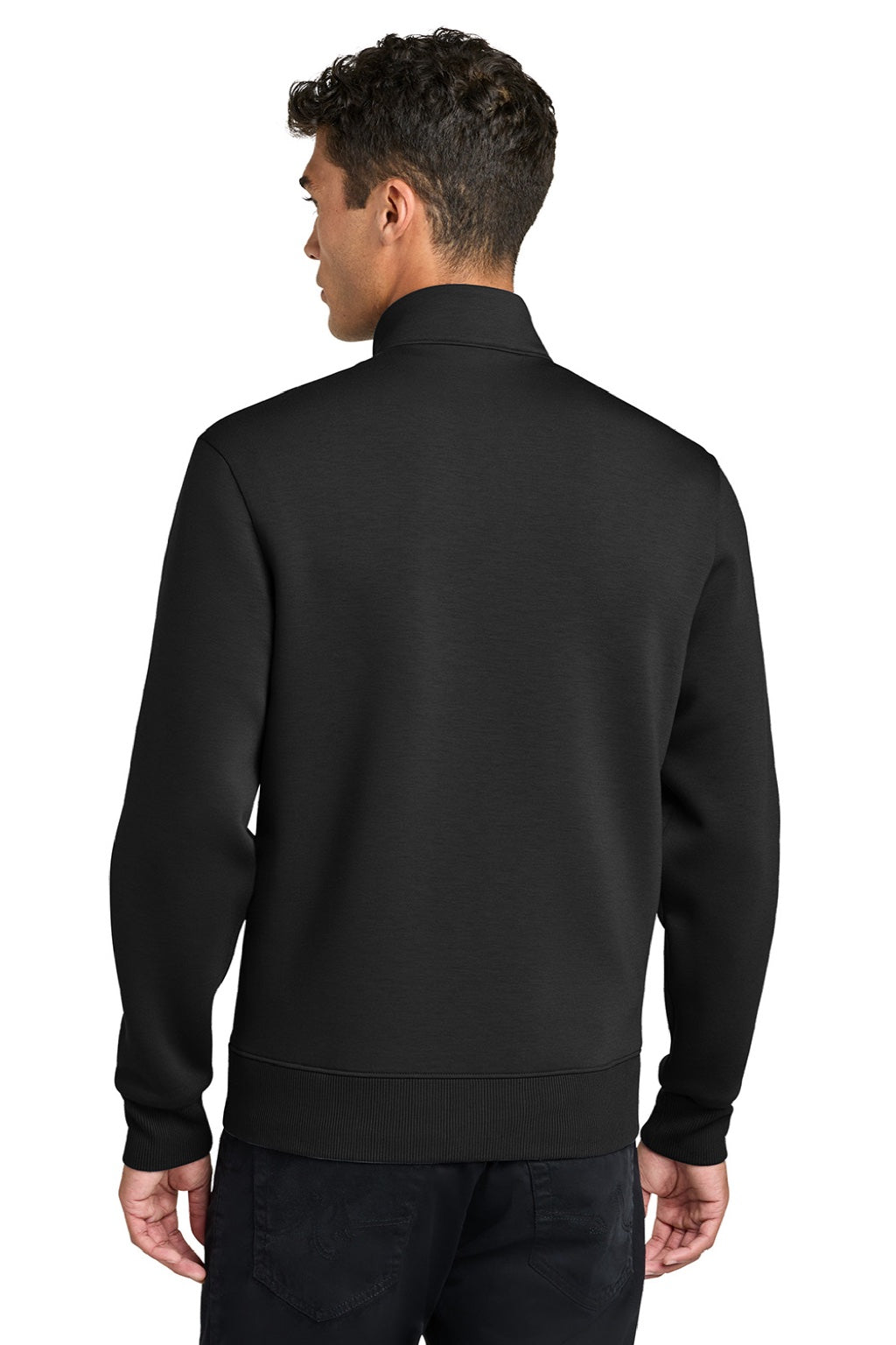 Mercer+Mettle MM3102 Mens Soft Spacer Full Zip Sweatshirt w/ Pockets Deep Black Model Back