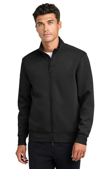 Mercer+Mettle MM3102 Mens Soft Spacer Full Zip Sweatshirt w/ Pockets Deep Black Model Front