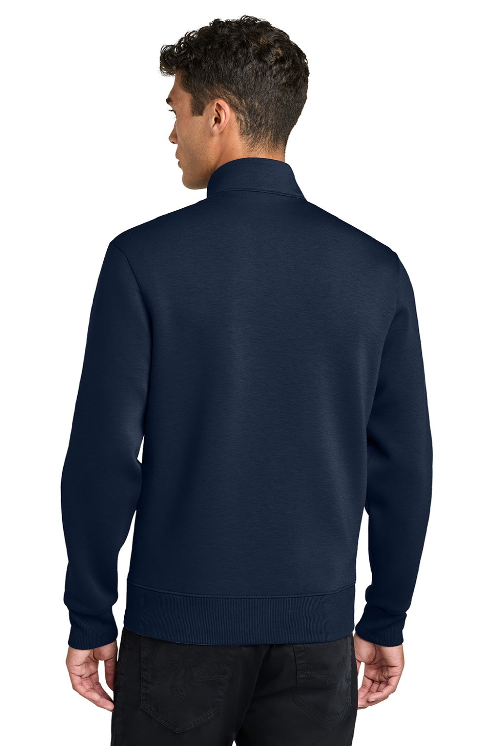 Mercer+Mettle MM3102 Mens Soft Spacer Full Zip Sweatshirt w/ Pockets Night Navy Blue Model Back