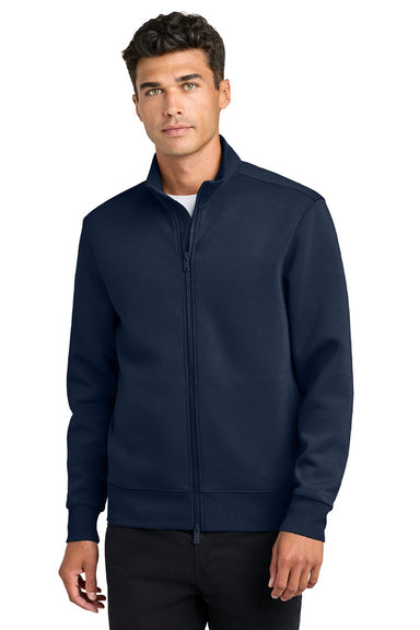 Mercer+Mettle MM3102 Mens Soft Spacer Full Zip Sweatshirt w/ Pockets Night Navy Blue Model Front