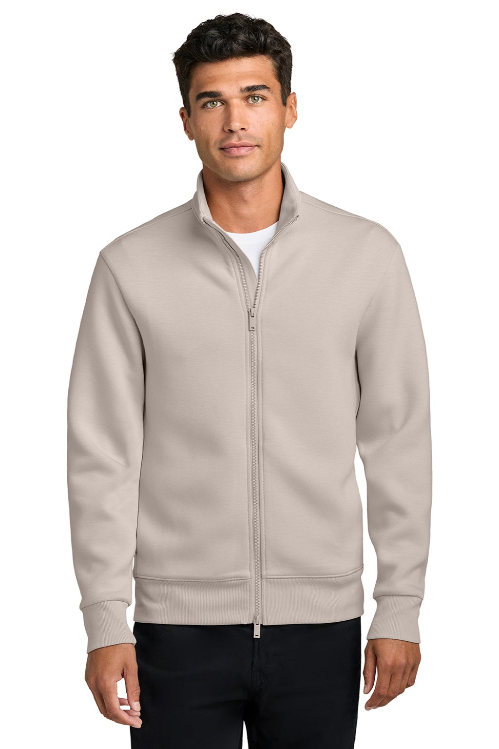 Mercer+Mettle MM3102 Mens Soft Spacer Full Zip Sweatshirt w/ Pockets Warm Quartz Model Front