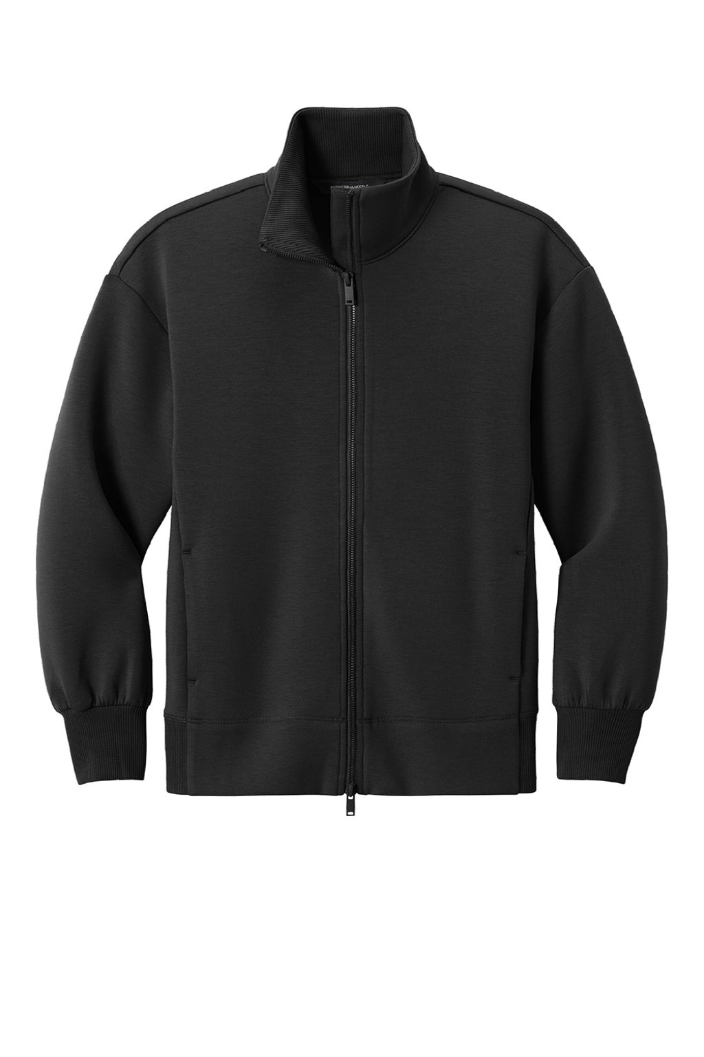 Mercer+Mettle MM3103 Womens Soft Spacer Full Zip Sweatshirt w/ Pockets Deep Black Flat Front