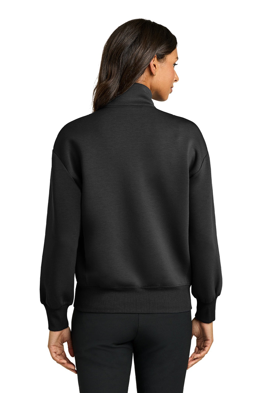Mercer+Mettle MM3103 Womens Soft Spacer Full Zip Sweatshirt w/ Pockets Deep Black Model Back