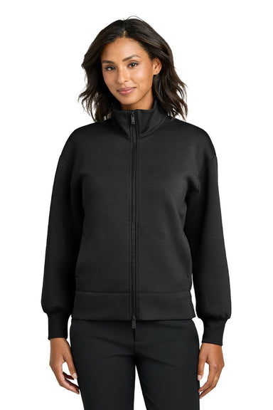 Mercer+Mettle MM3103 Womens Soft Spacer Full Zip Sweatshirt w/ Pockets Deep Black Model Front