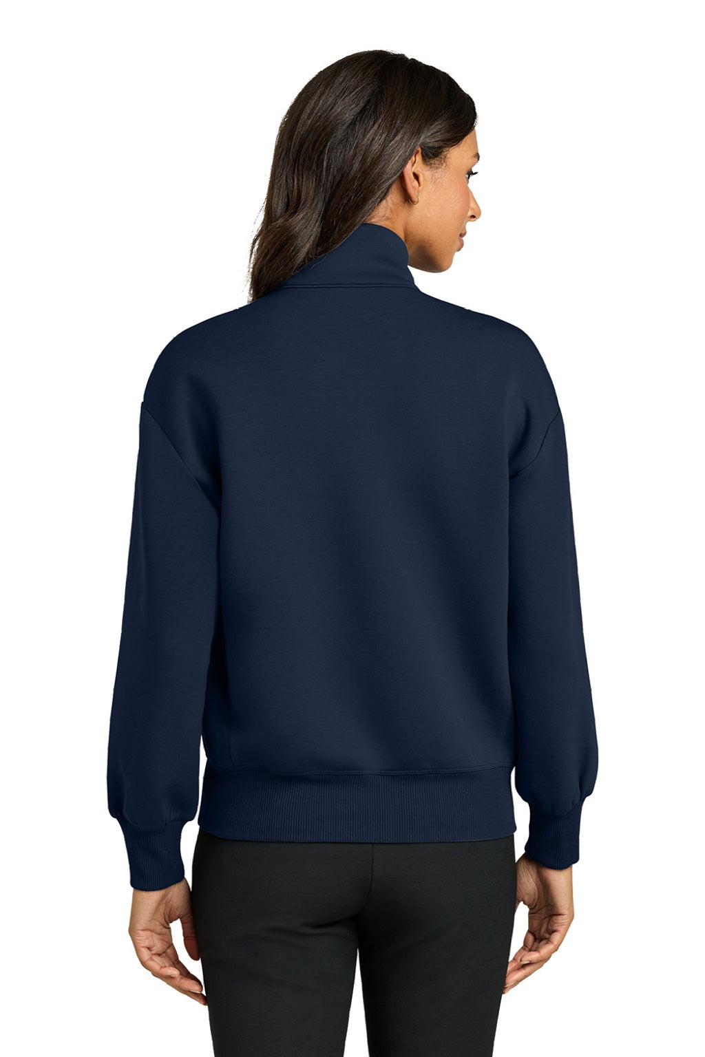 Mercer+Mettle MM3103 Womens Soft Spacer Full Zip Sweatshirt w/ Pockets Night Navy Blue Model Back