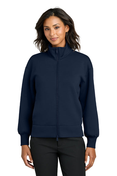Mercer+Mettle MM3103 Womens Soft Spacer Full Zip Sweatshirt w/ Pockets Night Navy Blue Model Front
