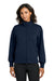 Mercer+Mettle MM3103 Womens Soft Spacer Full Zip Sweatshirt w/ Pockets Night Navy Blue Model Front