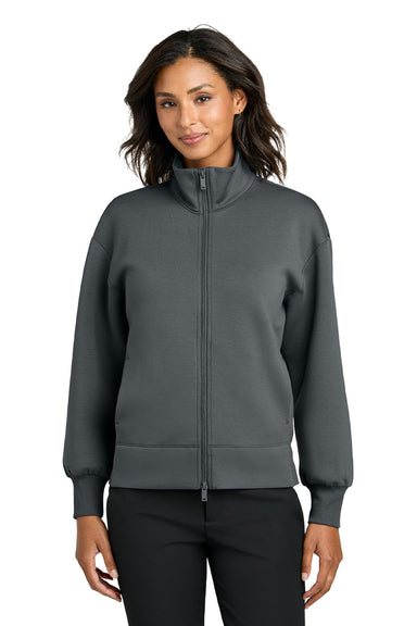 Mercer+Mettle MM3103 Womens Soft Spacer Full Zip Sweatshirt w/ Pockets Storm Grey Model Front