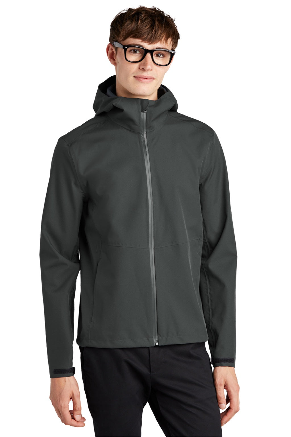 Mercer+Mettle MM7000 Mens Waterproof Full Zip Hooded Rain Jacket Anchor Grey Model Front