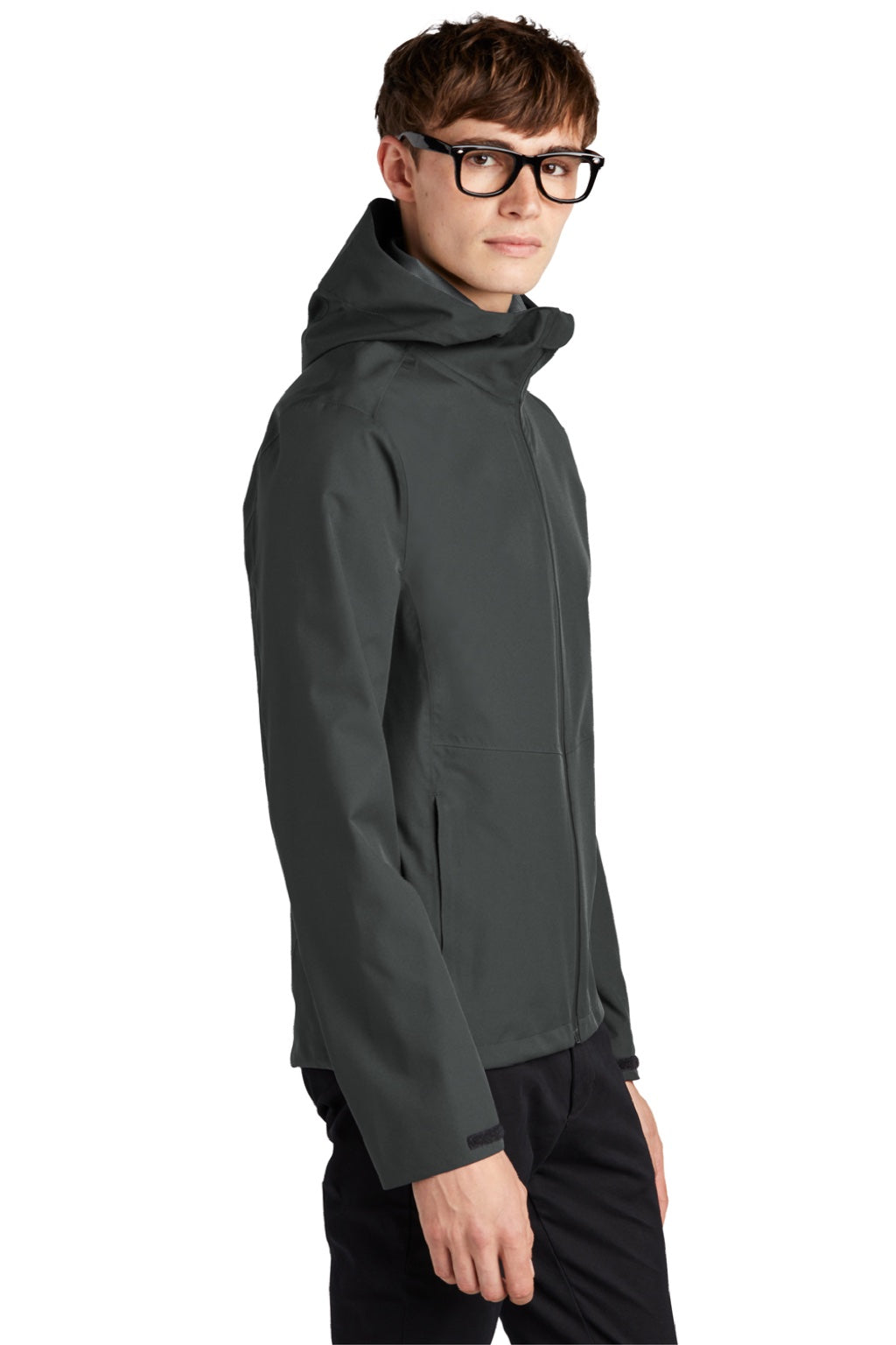 Mercer+Mettle MM7000 Mens Waterproof Full Zip Hooded Rain Jacket Anchor Grey Model Side