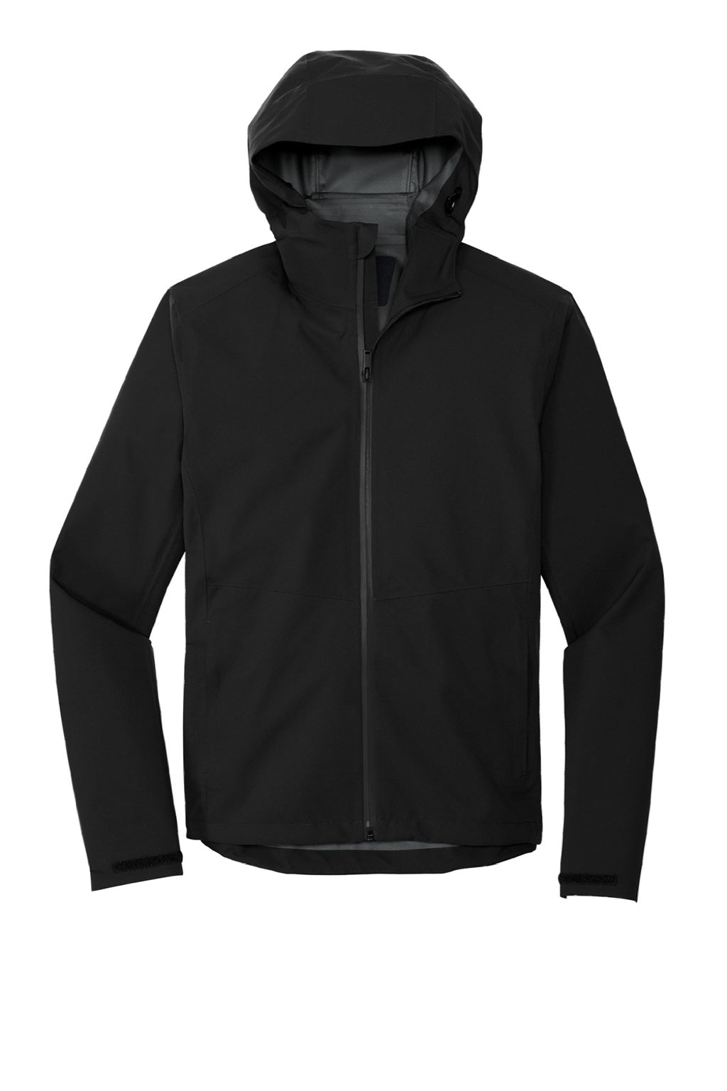 Mercer+Mettle MM7000 Waterproof Full Zip Hooded Rain Jacket Deep Black Flat Front