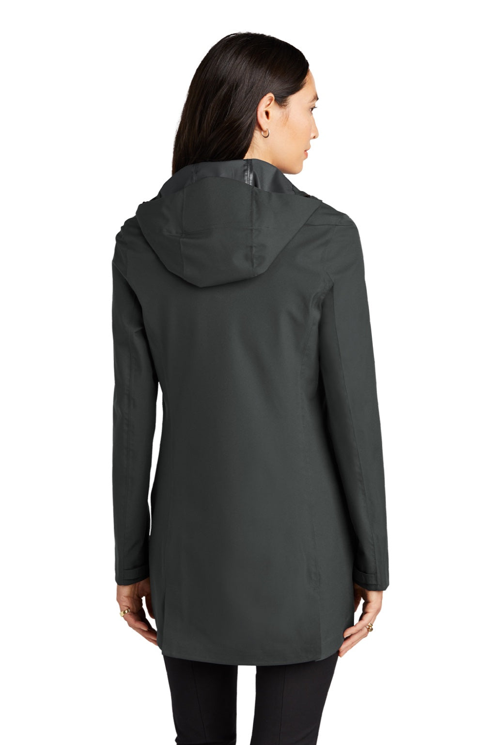 Mercer+Mettle MM7001 Womens Waterproof Full Zip Hooded Rain Jacket Anchor Grey Model Back