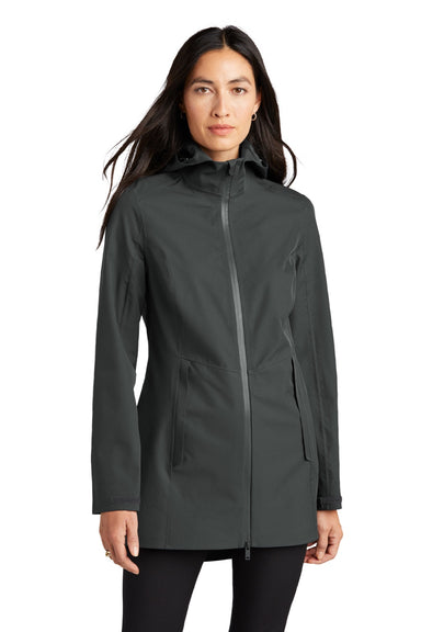 Mercer+Mettle MM7001 Womens Waterproof Full Zip Hooded Rain Jacket Anchor Grey Model Front