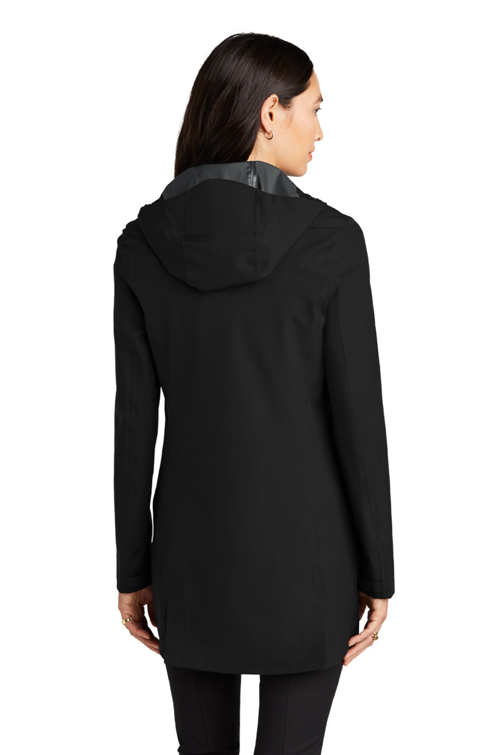 Mercer+Mettle MM7001 Womens Waterproof Full Zip Hooded Rain Jacket Deep Black Model Back