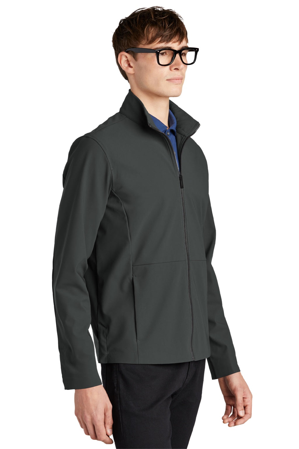 Mercer+Mettle MM7100 Mens Faille Waterproof Full Zip Soft Shell Jacket Anchor Grey Model 3Q