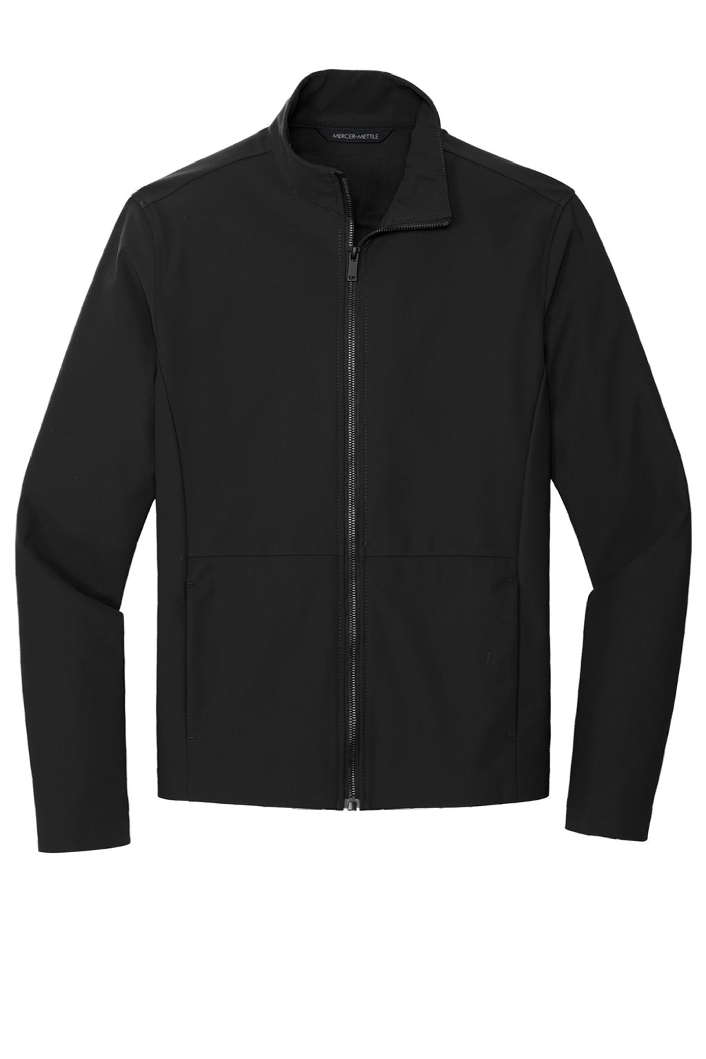 Mercer+Mettle MM7100 Faille Waterproof Full Zip Soft Shell Jacket Deep Black Flat Front