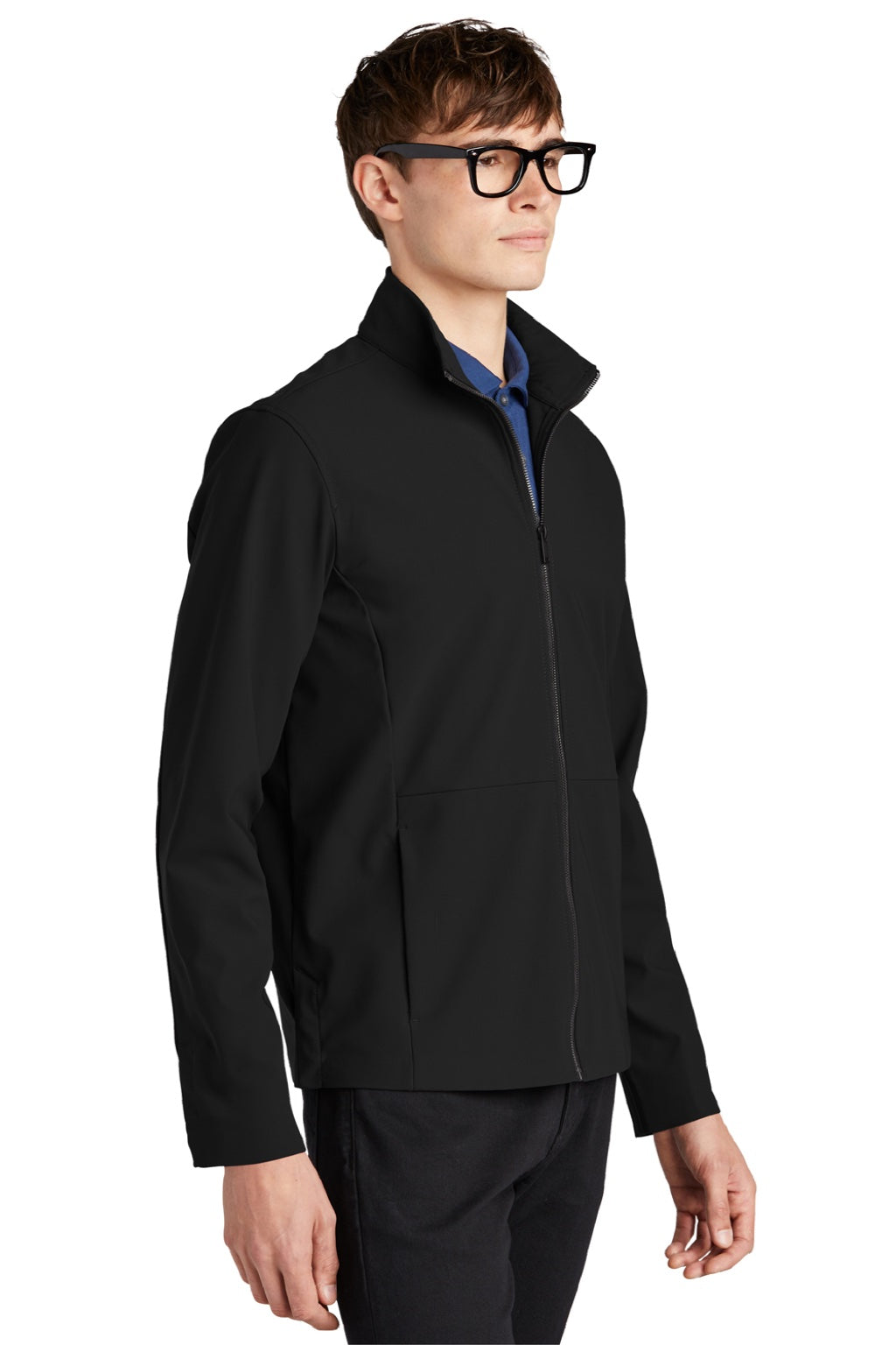 Mercer+Mettle MM7100 Mens Faille Waterproof Full Zip Soft Shell Jacket Deep Black Model 3Q